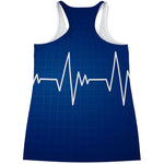Heartbeat Cardiogram Print Women's Racerback Tank Top