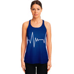 Heartbeat Cardiogram Print Women's Racerback Tank Top