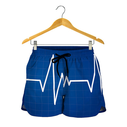 Heartbeat Cardiogram Print Women's Shorts