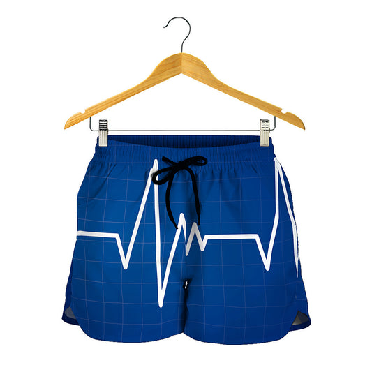 Heartbeat Cardiogram Print Women's Shorts
