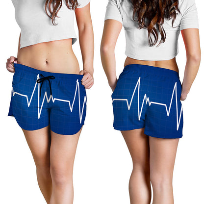 Heartbeat Cardiogram Print Women's Shorts