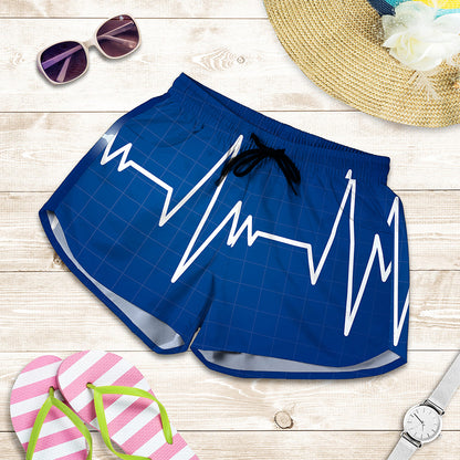 Heartbeat Cardiogram Print Women's Shorts