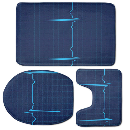 Heartbeat Electrocardiogram Print 3 Piece Bath Mat Set