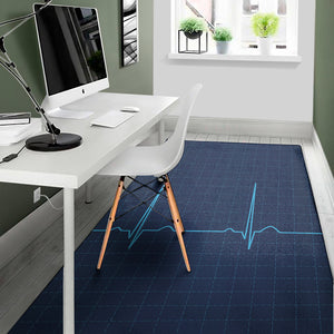 Heartbeat Electrocardiogram Print Area Rug