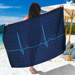 Heartbeat Electrocardiogram Print Beach Sarong Wrap