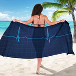 Heartbeat Electrocardiogram Print Beach Sarong Wrap