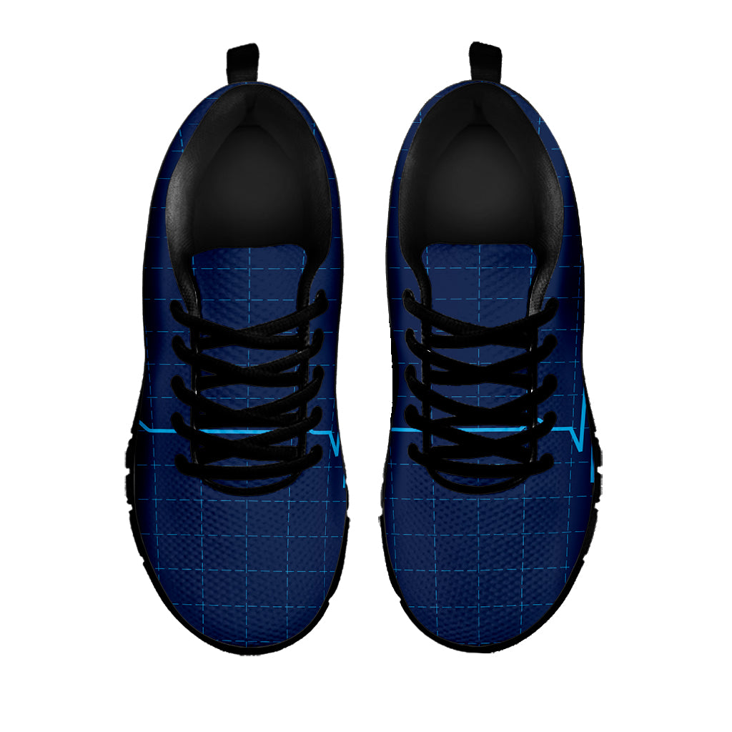 Heartbeat Electrocardiogram Print Black Sneakers