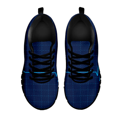 Heartbeat Electrocardiogram Print Black Sneakers