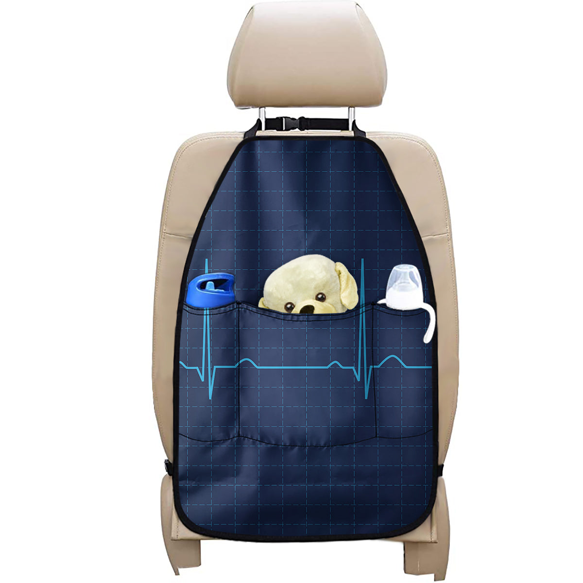 Heartbeat Electrocardiogram Print Car Seat Organizers