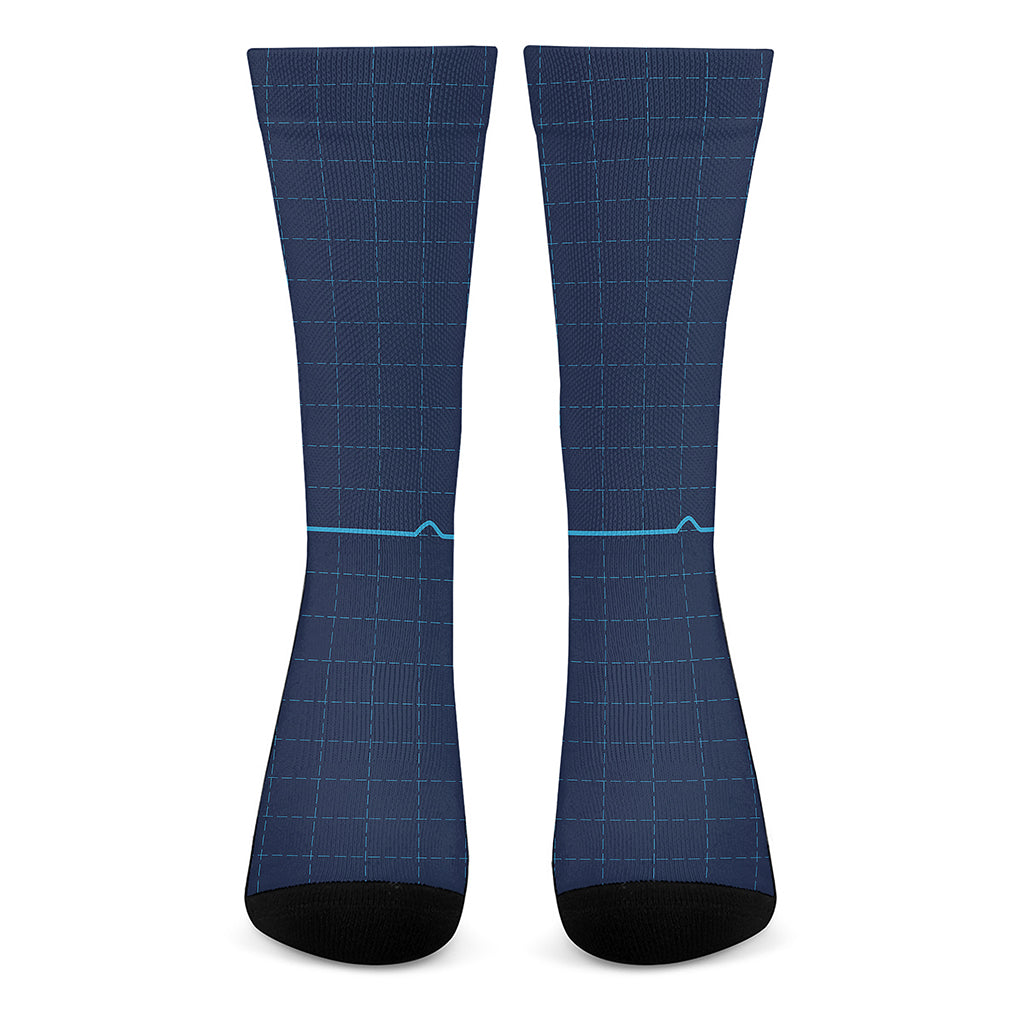 Heartbeat Electrocardiogram Print Crew Socks