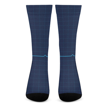 Heartbeat Electrocardiogram Print Crew Socks