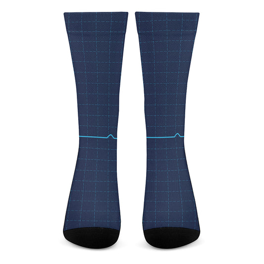 Heartbeat Electrocardiogram Print Crew Socks