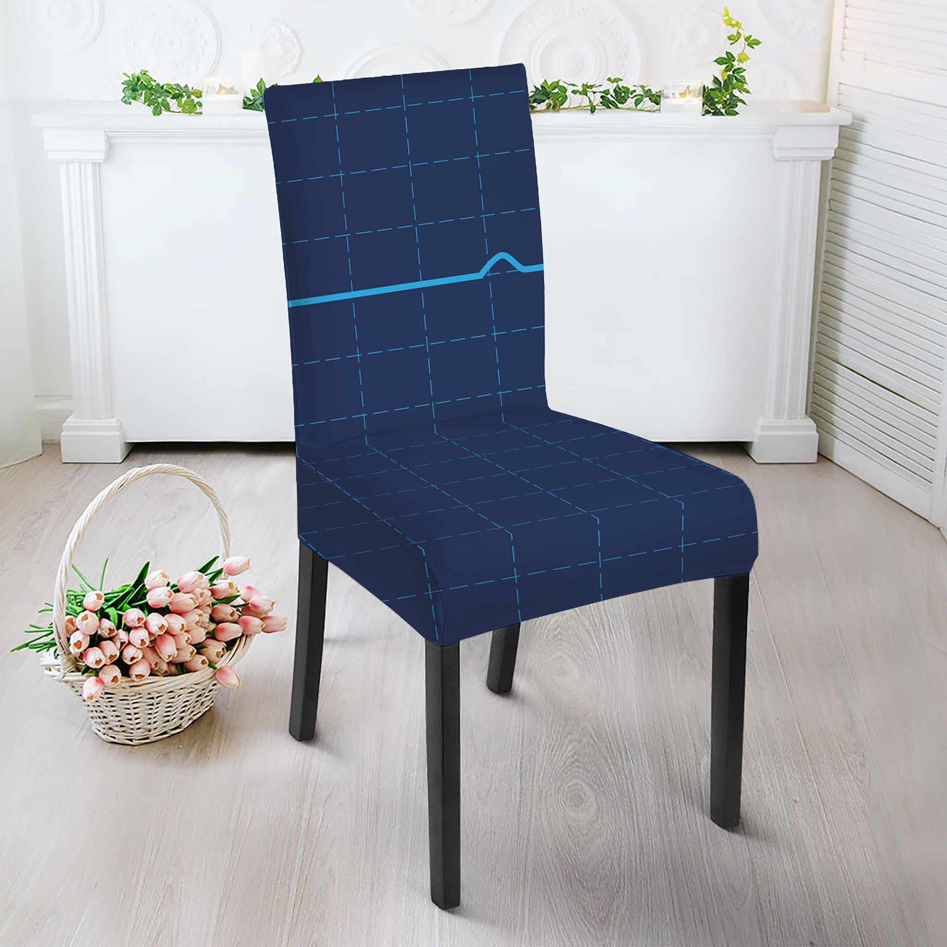 Heartbeat Electrocardiogram Print Dining Chair Slipcover