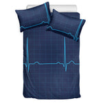 Heartbeat Electrocardiogram Print Duvet Cover Bedding Set