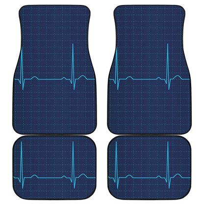 Heartbeat Electrocardiogram Print Front and Back Car Floor Mats