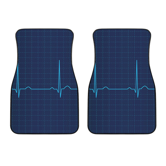 Heartbeat Electrocardiogram Print Front Car Floor Mats
