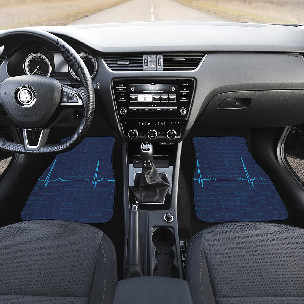 Heartbeat Electrocardiogram Print Front Car Floor Mats