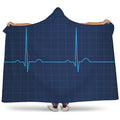 Heartbeat Electrocardiogram Print Hooded Blanket