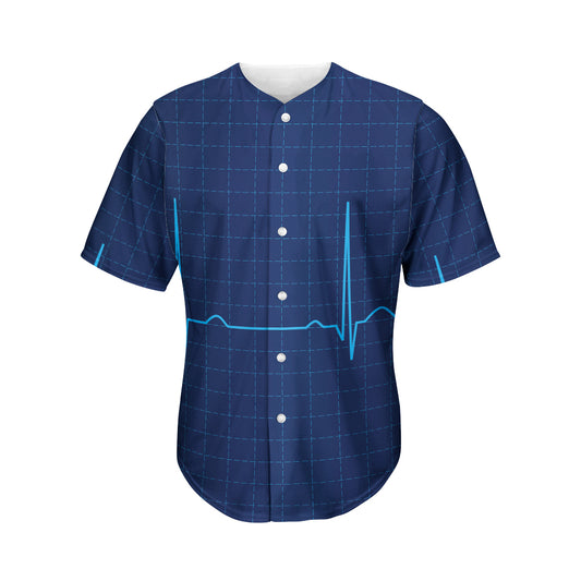 Heartbeat Electrocardiogram Print Men's Baseball Jersey