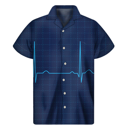 Heartbeat Electrocardiogram Print Men's Short Sleeve Shirt