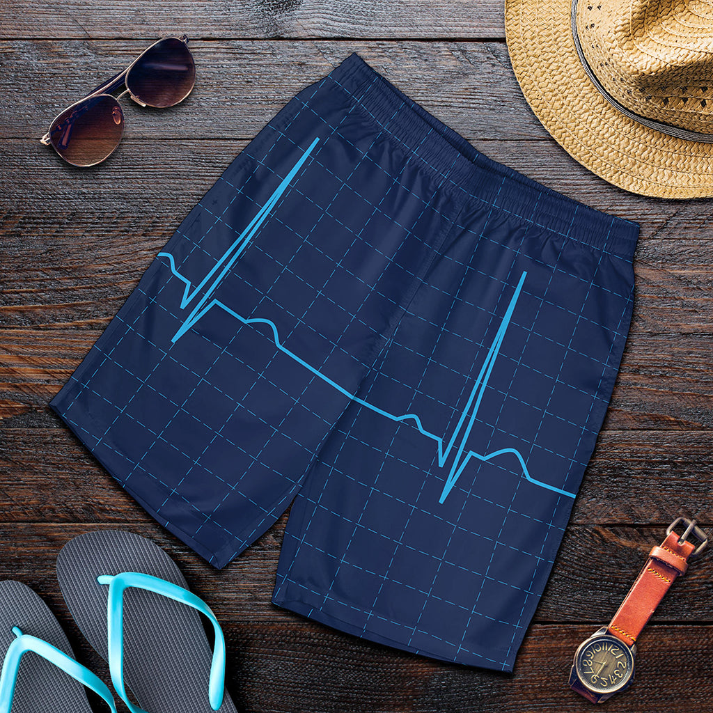Heartbeat Electrocardiogram Print Men's Shorts