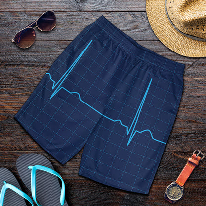 Heartbeat Electrocardiogram Print Men's Shorts