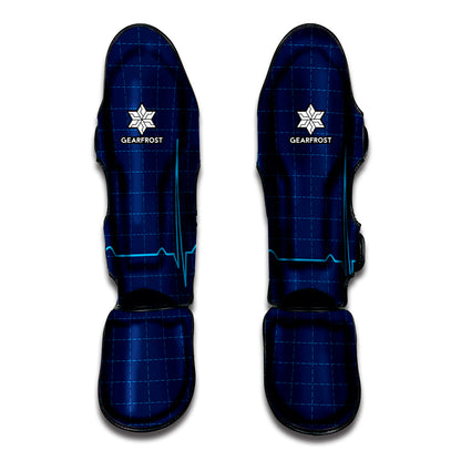 Heartbeat Electrocardiogram Print Muay Thai Shin Guard