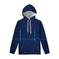 Heartbeat Electrocardiogram Print Pullover Hoodie