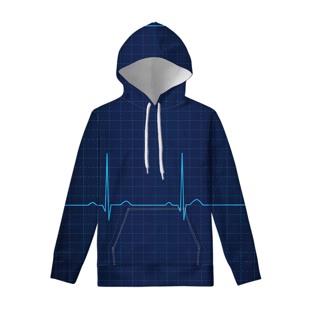 Heartbeat Electrocardiogram Print Pullover Hoodie