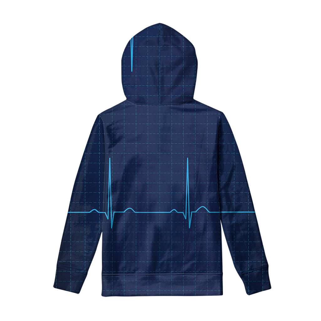 Heartbeat Electrocardiogram Print Pullover Hoodie