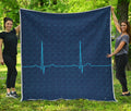 Heartbeat Electrocardiogram Print Quilt