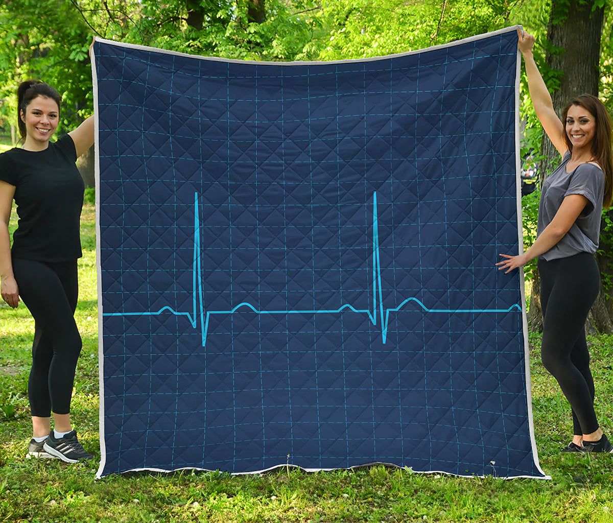 Heartbeat Electrocardiogram Print Quilt
