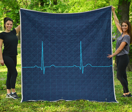 Heartbeat Electrocardiogram Print Quilt