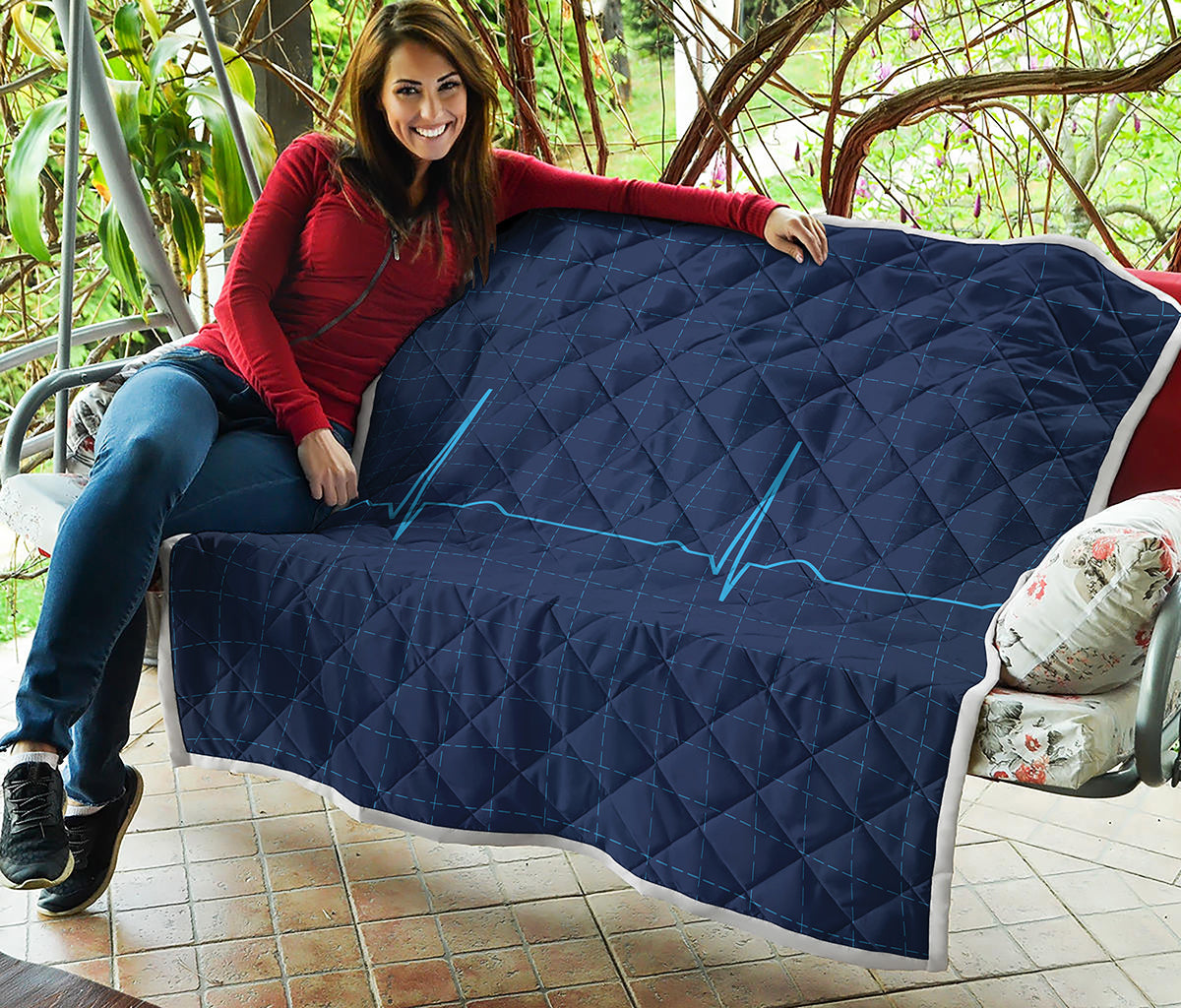 Heartbeat Electrocardiogram Print Quilt