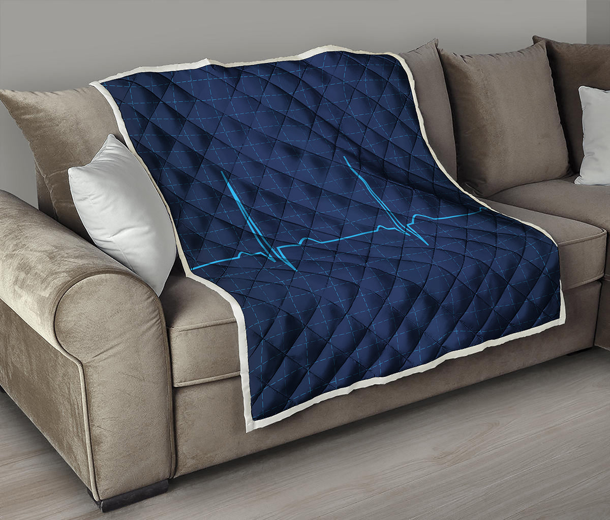 Heartbeat Electrocardiogram Print Quilt