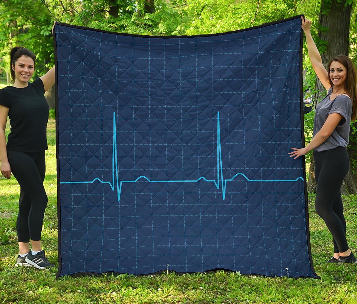 Heartbeat Electrocardiogram Print Quilt