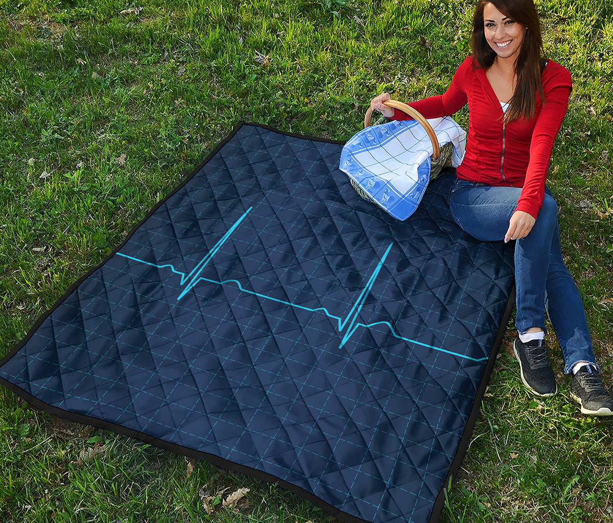Heartbeat Electrocardiogram Print Quilt