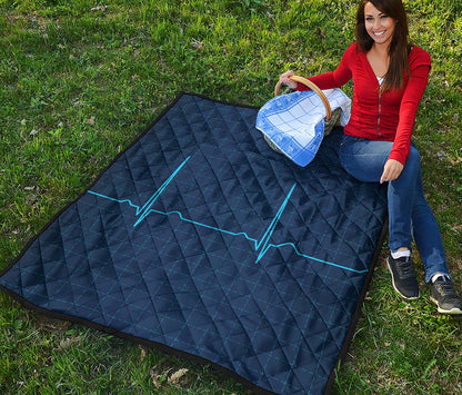 Heartbeat Electrocardiogram Print Quilt