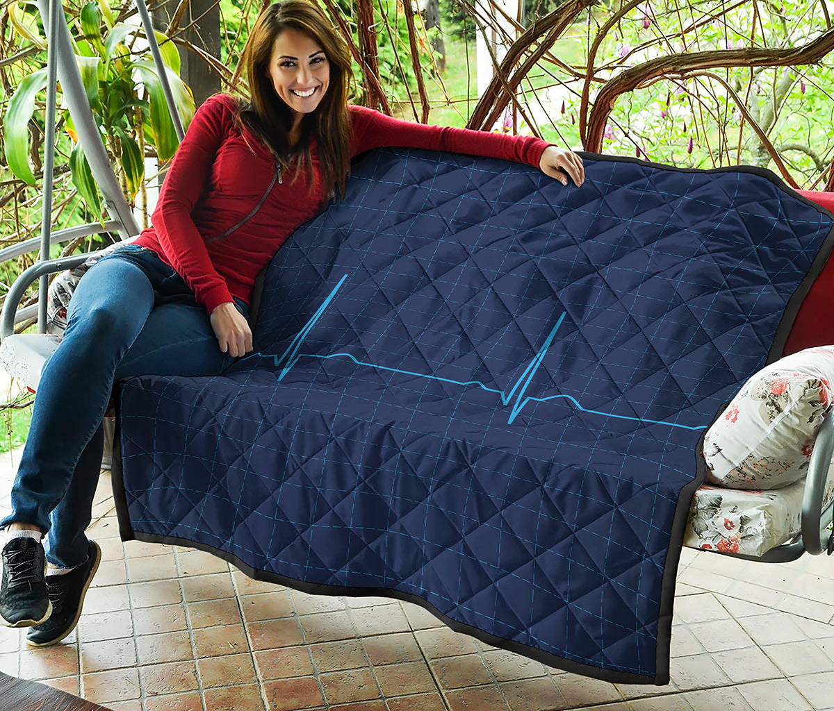 Heartbeat Electrocardiogram Print Quilt
