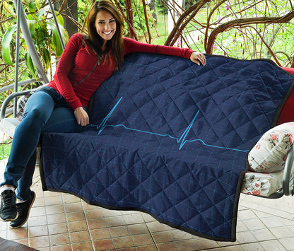 Heartbeat Electrocardiogram Print Quilt
