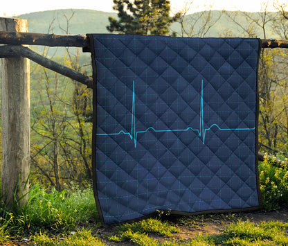 Heartbeat Electrocardiogram Print Quilt