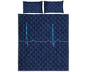 Heartbeat Electrocardiogram Print Quilt Bed Set