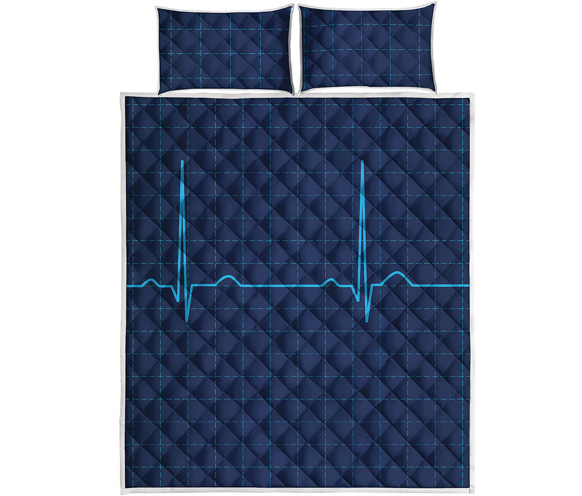 Heartbeat Electrocardiogram Print Quilt Bed Set