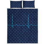 Heartbeat Electrocardiogram Print Quilt Bed Set