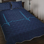 Heartbeat Electrocardiogram Print Quilt Bed Set