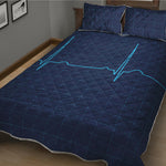 Heartbeat Electrocardiogram Print Quilt Bed Set