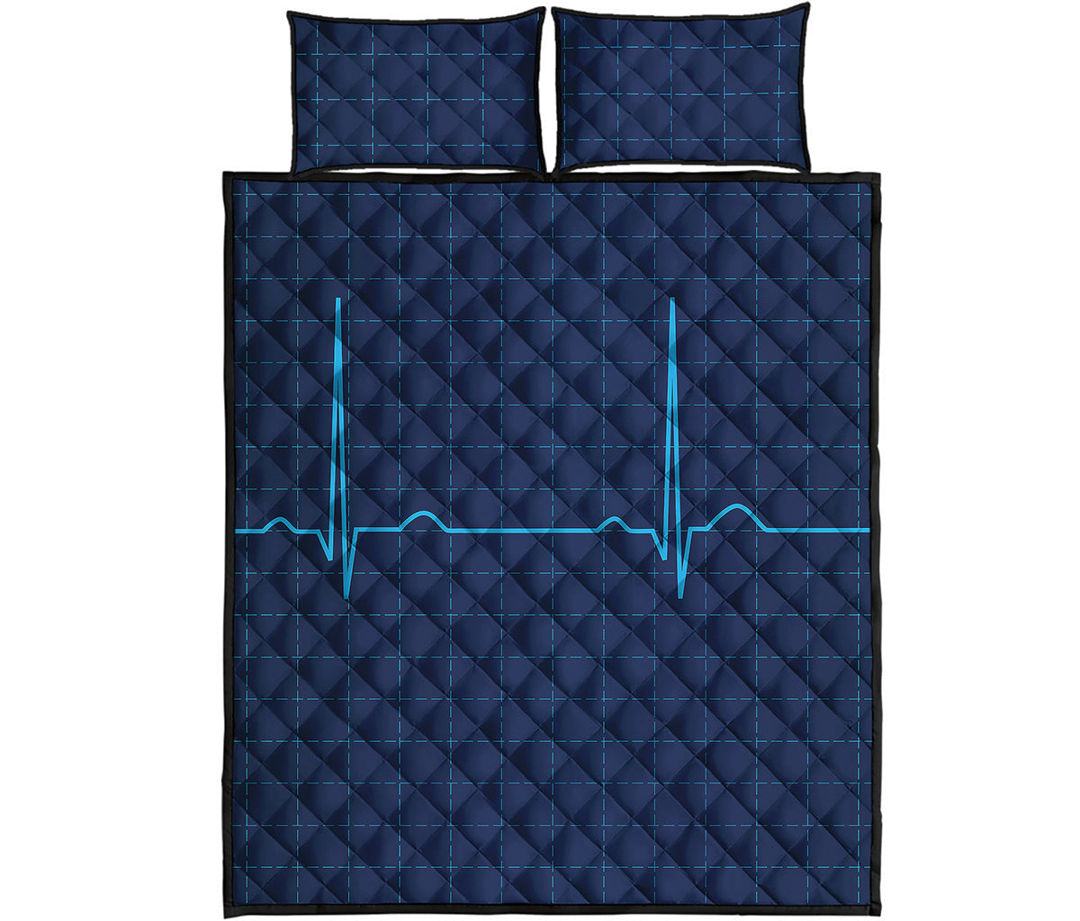 Heartbeat Electrocardiogram Print Quilt Bed Set