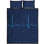 Heartbeat Electrocardiogram Print Quilt Bed Set