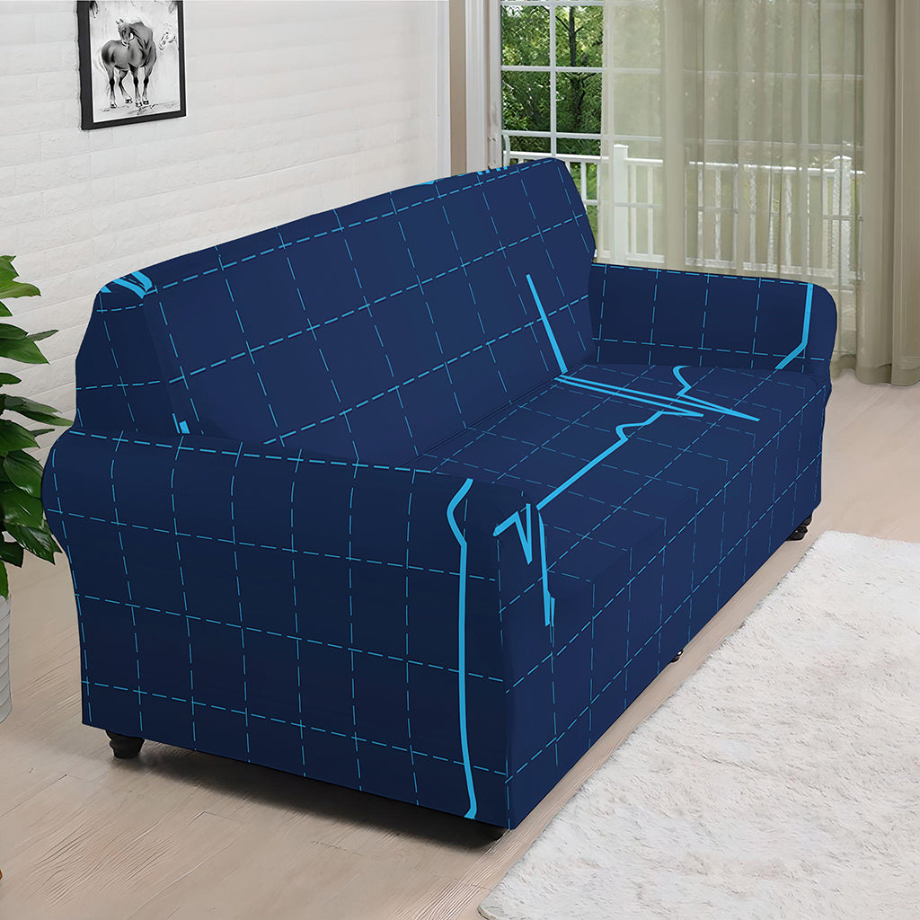 Heartbeat Electrocardiogram Print Sofa Cover