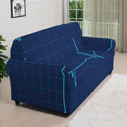 Heartbeat Electrocardiogram Print Sofa Cover